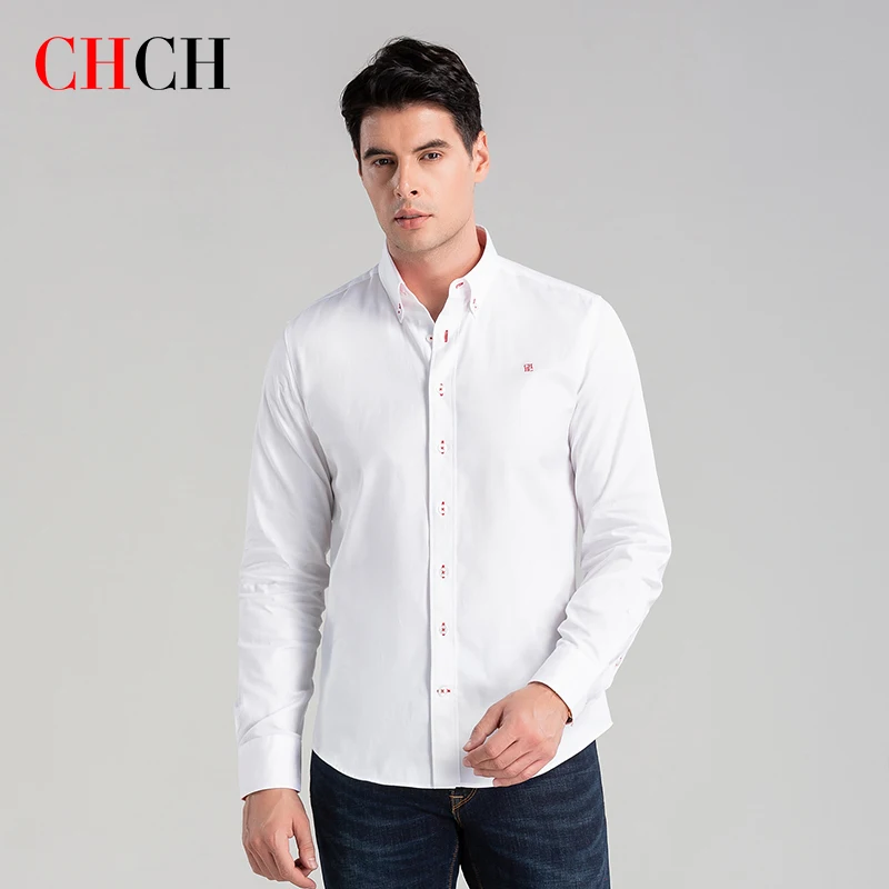 CHCH New Arrival Men's Shirt 100% Pure Cotton Striped Plaid Shirt Business Casual High Quality Longsleeve Shirt for Men Shirt