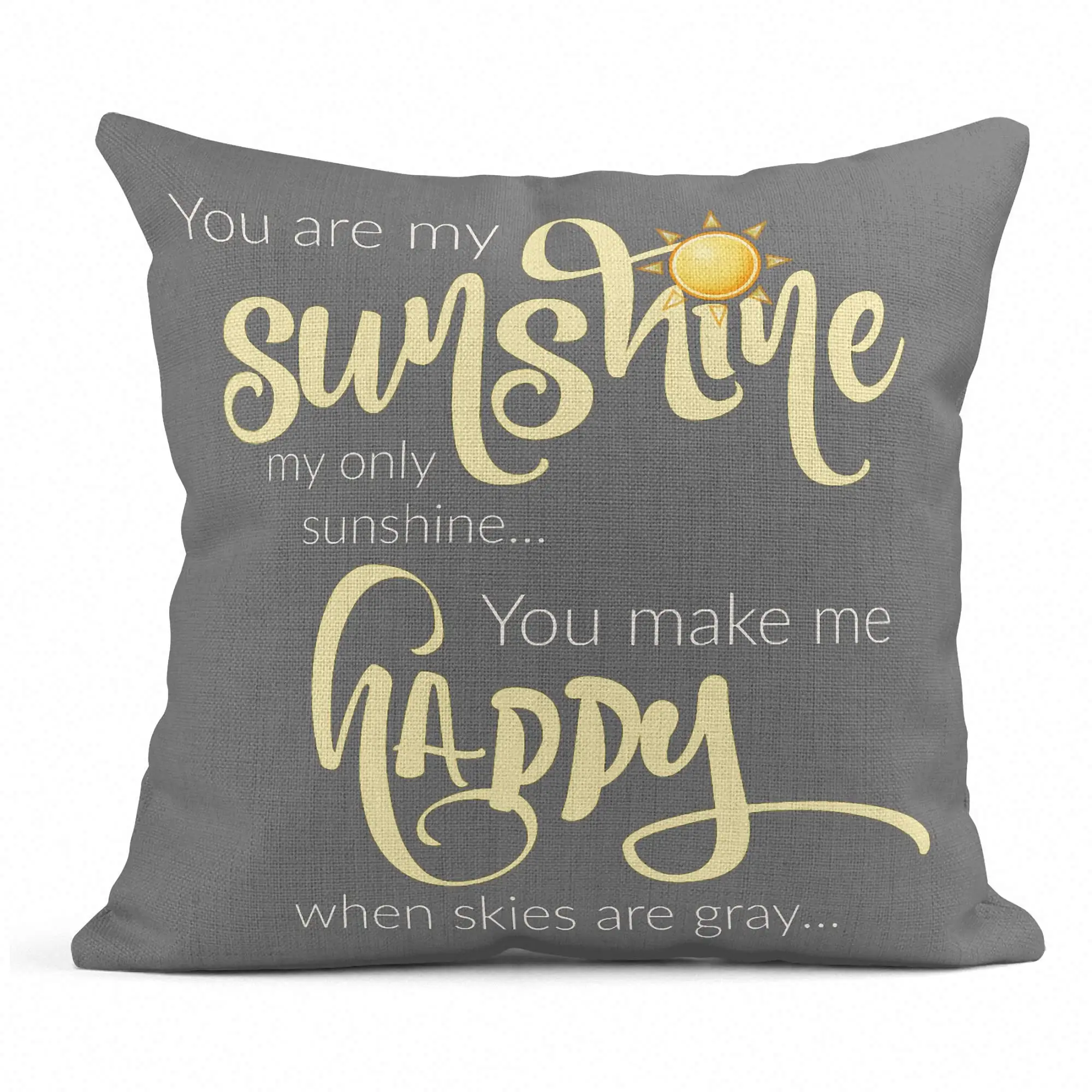 You are my only sunshine серая желтая льняная наволочка 60*60 для дивана 40*40 украшение дома