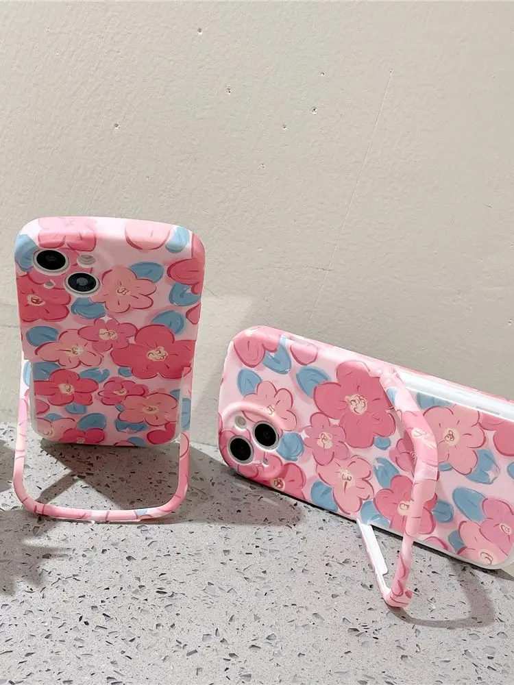 

13 Pro Case 2 in1 Kickstand Summer Floral Flower Phone Stand Holder Cover for iPhone XR 11 12 13 Pro Max X XS Max Silicone Cases