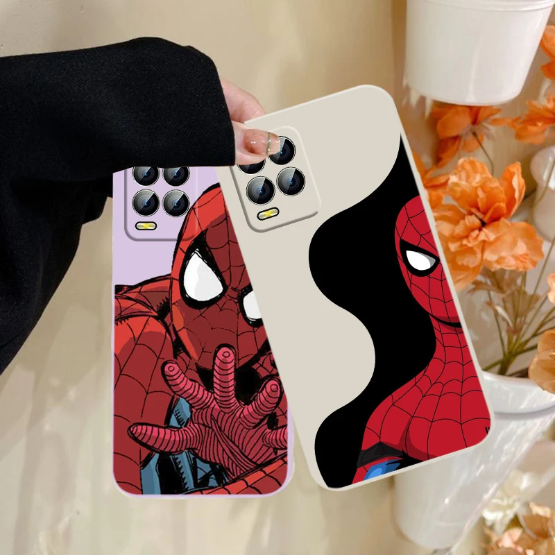 

Marvel Spiderman Creative Phone Case For Realme Q3S GT 2 S7 ST S2 C25Y C21Y C11 C17 Narzo 50A 50i 30 20 Liquid Rope Funda Cover