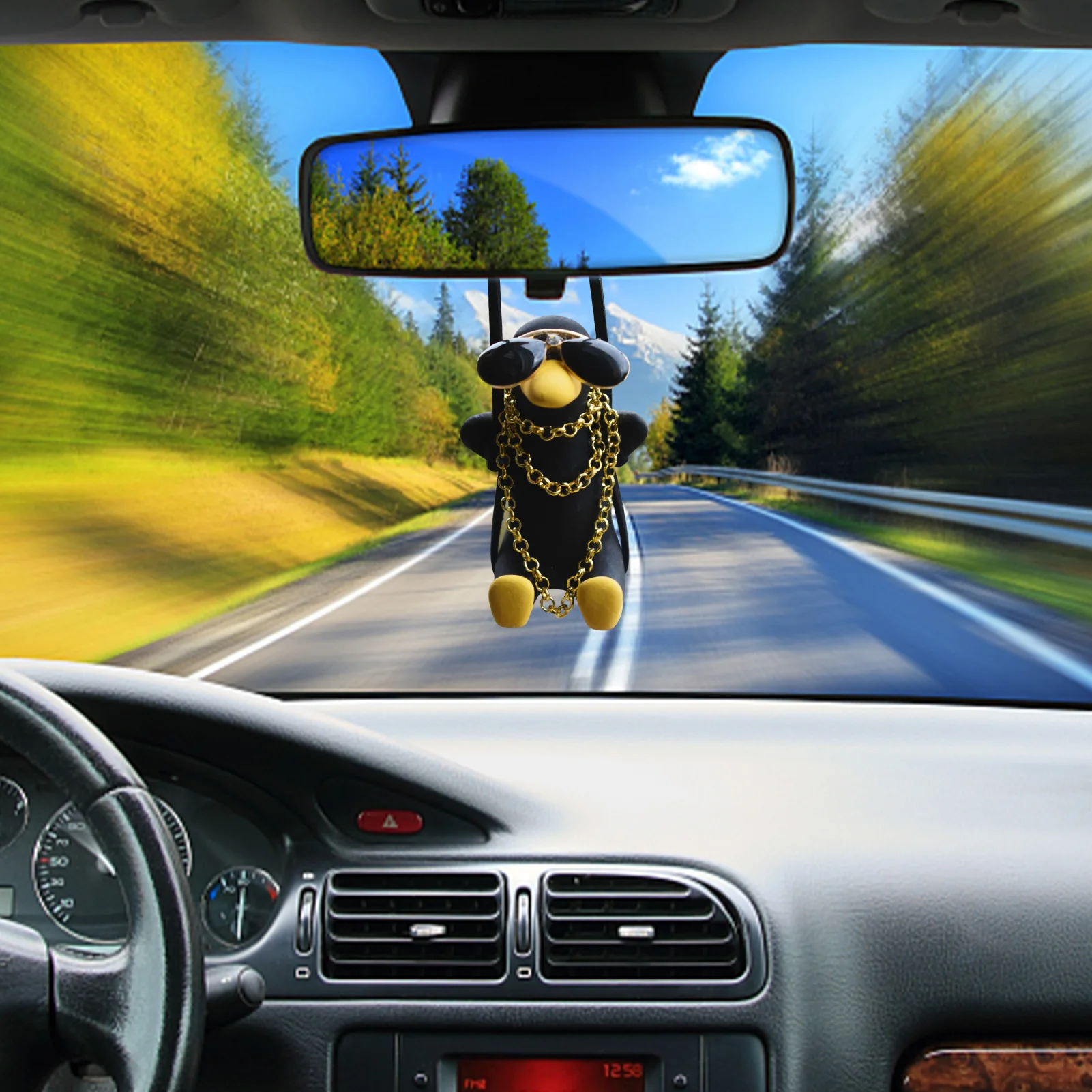 

Cute Car Accessories Swinging Duck Car Car Mirror Accessories Cute Sunglasses Duck Charms For Car Rear View Mirror Cool Black