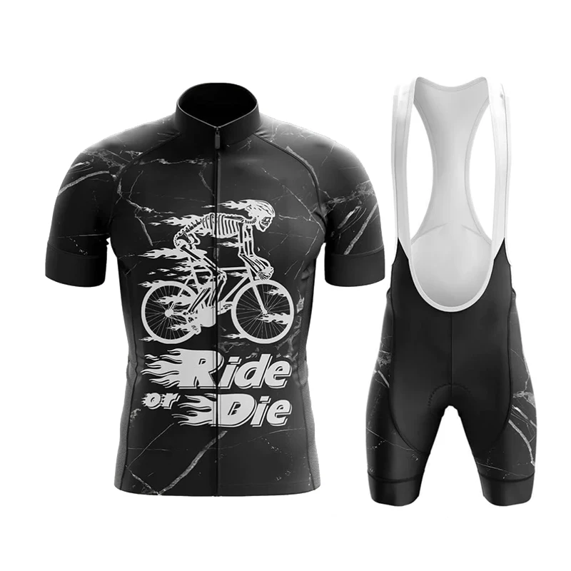 Skull Pattern Cycling Jersey Set Summer Short Sleeve Cycling Clothing MTB Bike Uniform Maillot Ropa Ciclismo Mens Bicycle Wear images - 6