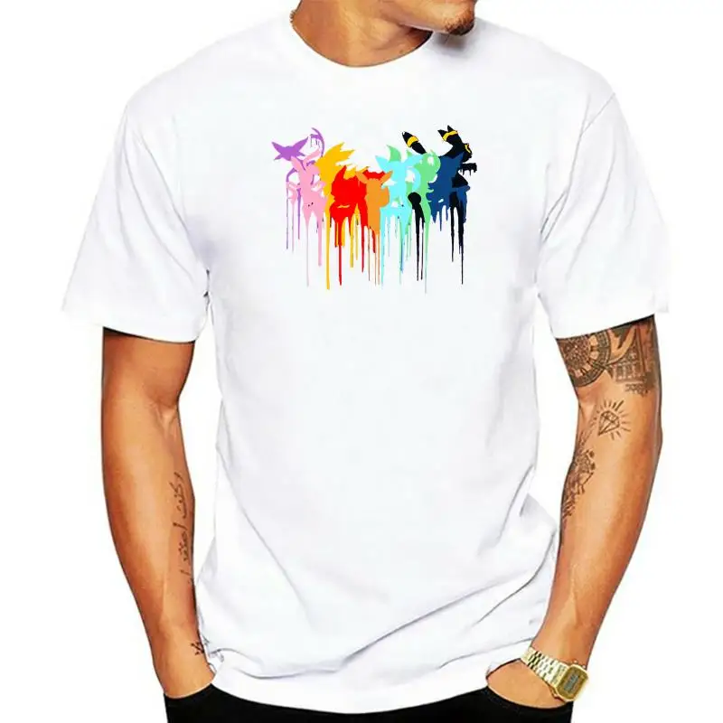 Лидер продаж новинка футболка для семьи Eevee унисекс мужская Мужская с воротником