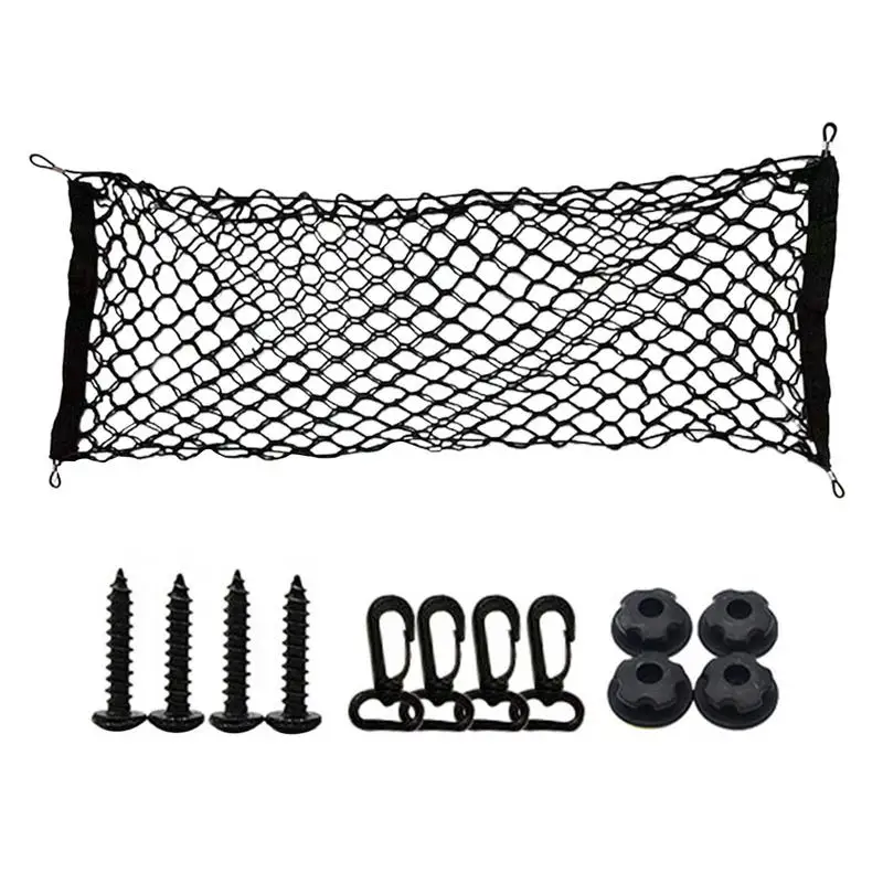 

Car Storage Mesh Net Heavy Duty Elastic Trunk Storage Net With Hook Screw For Cars Adjustable Trunk Storage Net With Hook For