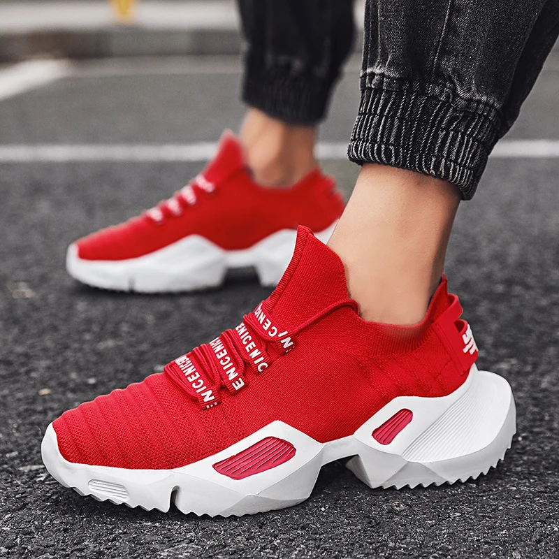 White Socks Sneakers Men Breathable Running Shoes Large Size 47 Fashion Men Jogging Sports Shoes Lightweight Sock Trainers Men