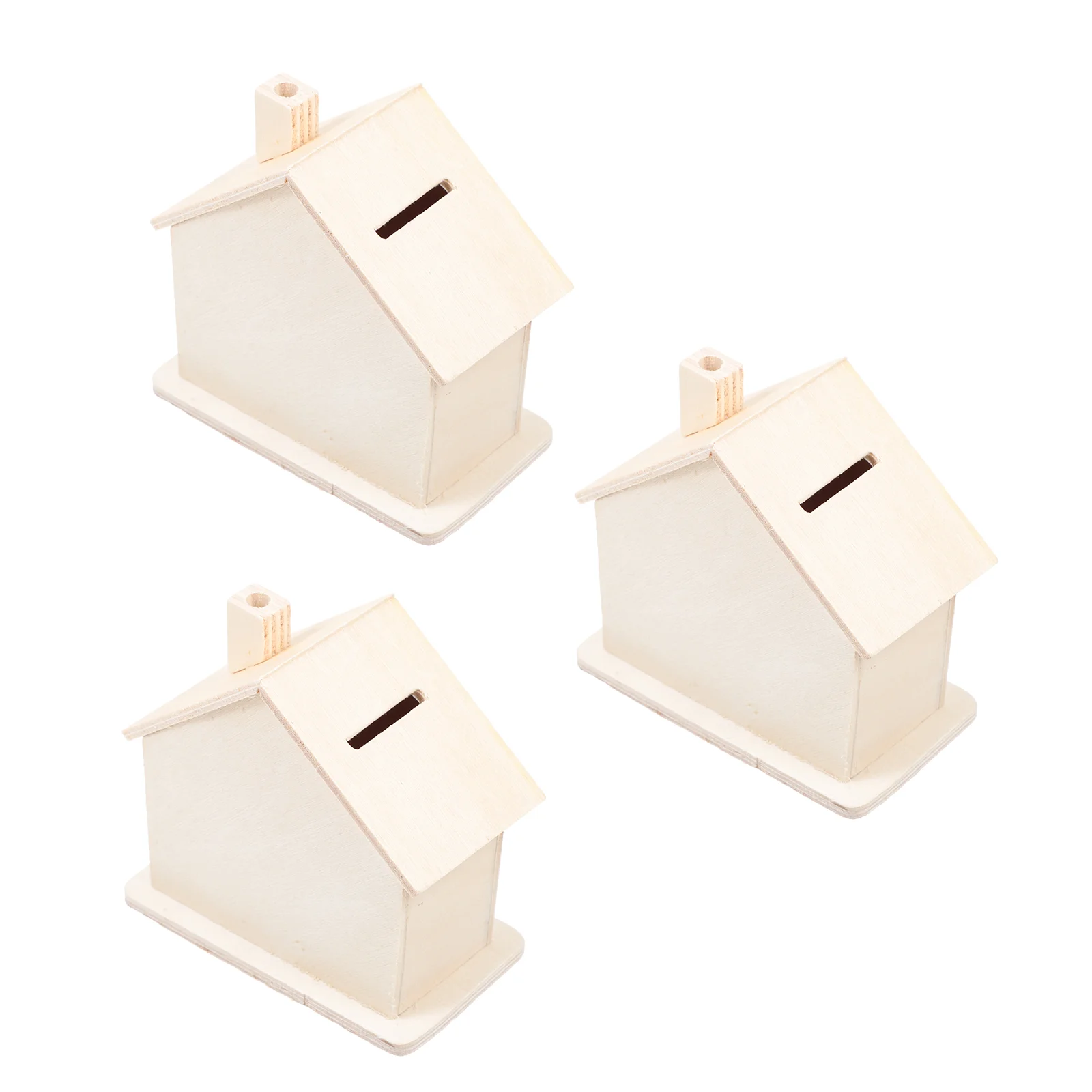 

3 Pcs Wooden Piggy Bank Kids Boys Saving Pot DIY Vintage Unfinished Change Container Child Gift