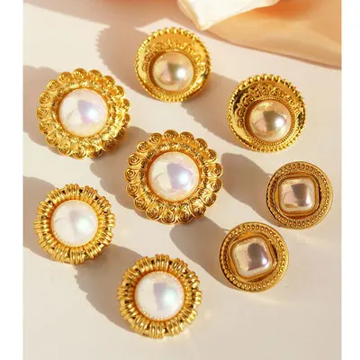

Brass Vintage Classic Faux Pearl Statement Earrings Women Jewelry Punk Designer Runway Rare Simply Gown Boho Japan Korean