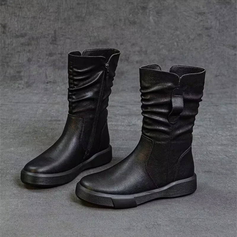 Женские высокие ботинки на плоской подошве зимние трендовые спортивные уличные