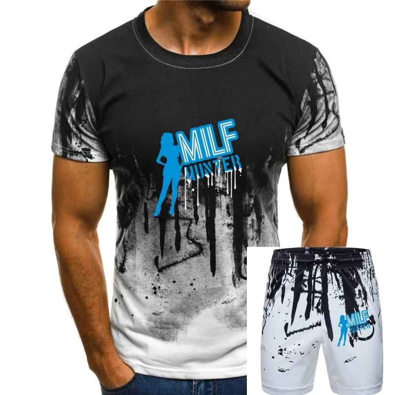 Футболка с надписью «s emen stamp» и надписью «milf hunter meet Look»