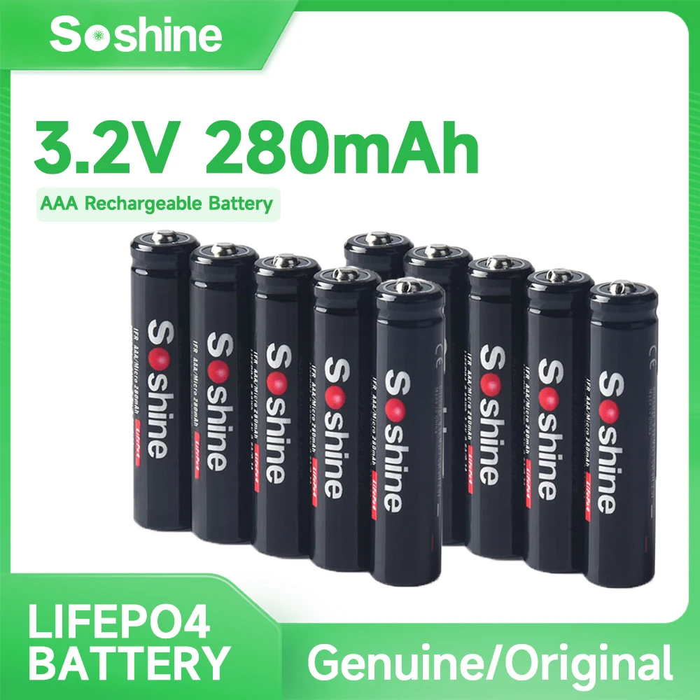 

Genuine/​Original Soshine 3.2V AAA LiFePO4 10440 Rechargeable Battery Smart Lithium Batteries for Flashlight Toy