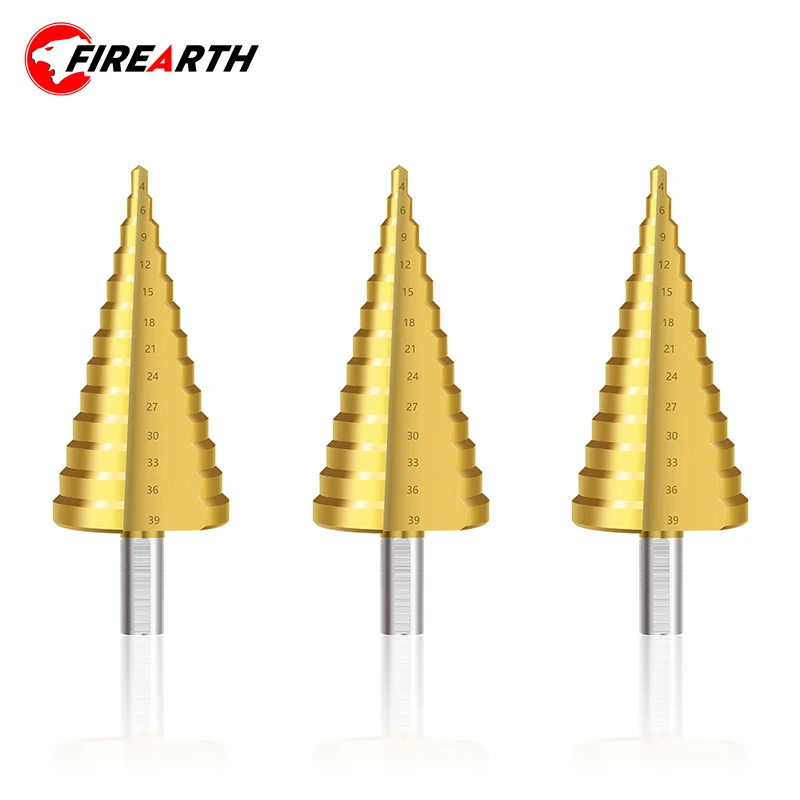 

4-39mm Step Drill Bit HSS Straight Groove TiN Coated Step Cone Drill Wood Metal Hole Cutter Core Drilling Tools Set