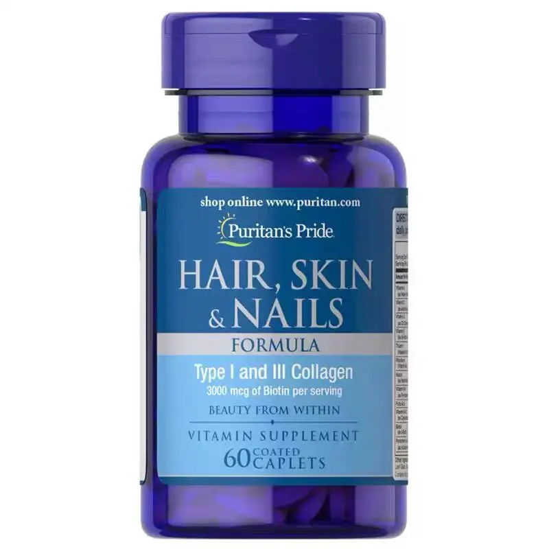 

Формула для кожи волос и ногтей, тип 1 и 3, коллаген, мкг биотина, витаминовая сервировочная добавка