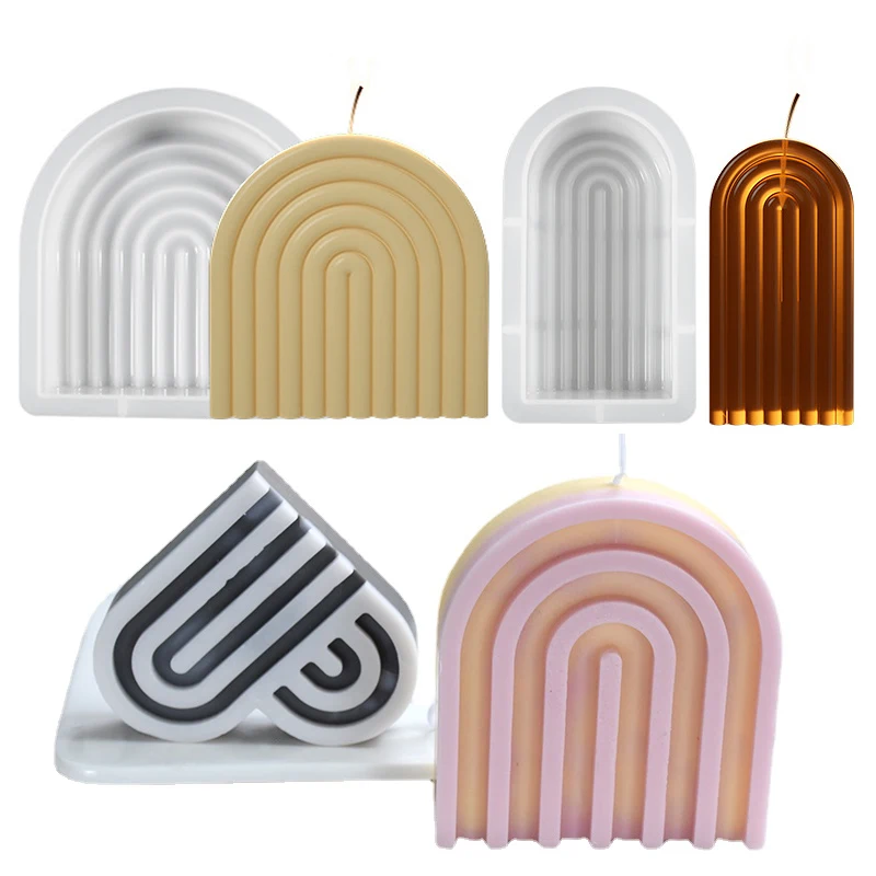 Арочная/подковообразная форма для свечи со встроенным запахом из силикона для ручного изготовления декоративных свечей в домашних условиях, украшений из воска, ароматических свечей с объемными формами, формы для смолы.