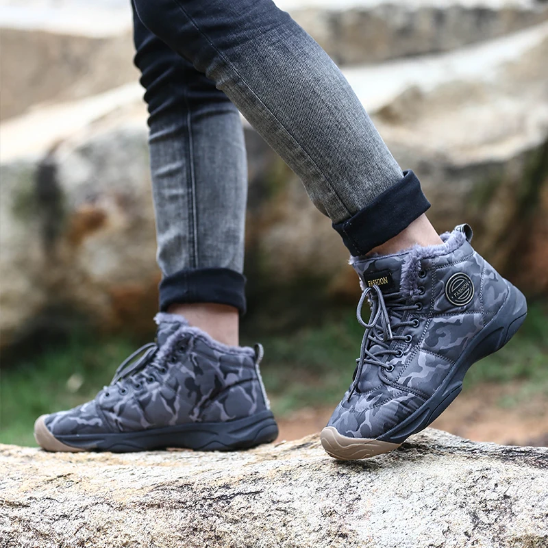New Winter Warm Boots for Men Women Fashion Plush Snow Boots Outdoor Non Slip Camping Shoes Size 36-46 Zapatos Deportivos