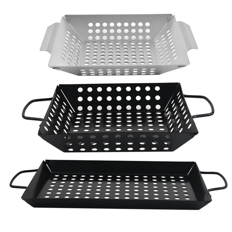 

Grill Basket Nonstick With Holes BBQ Trays Vegetable Pans For Outdoor Work Cookwares