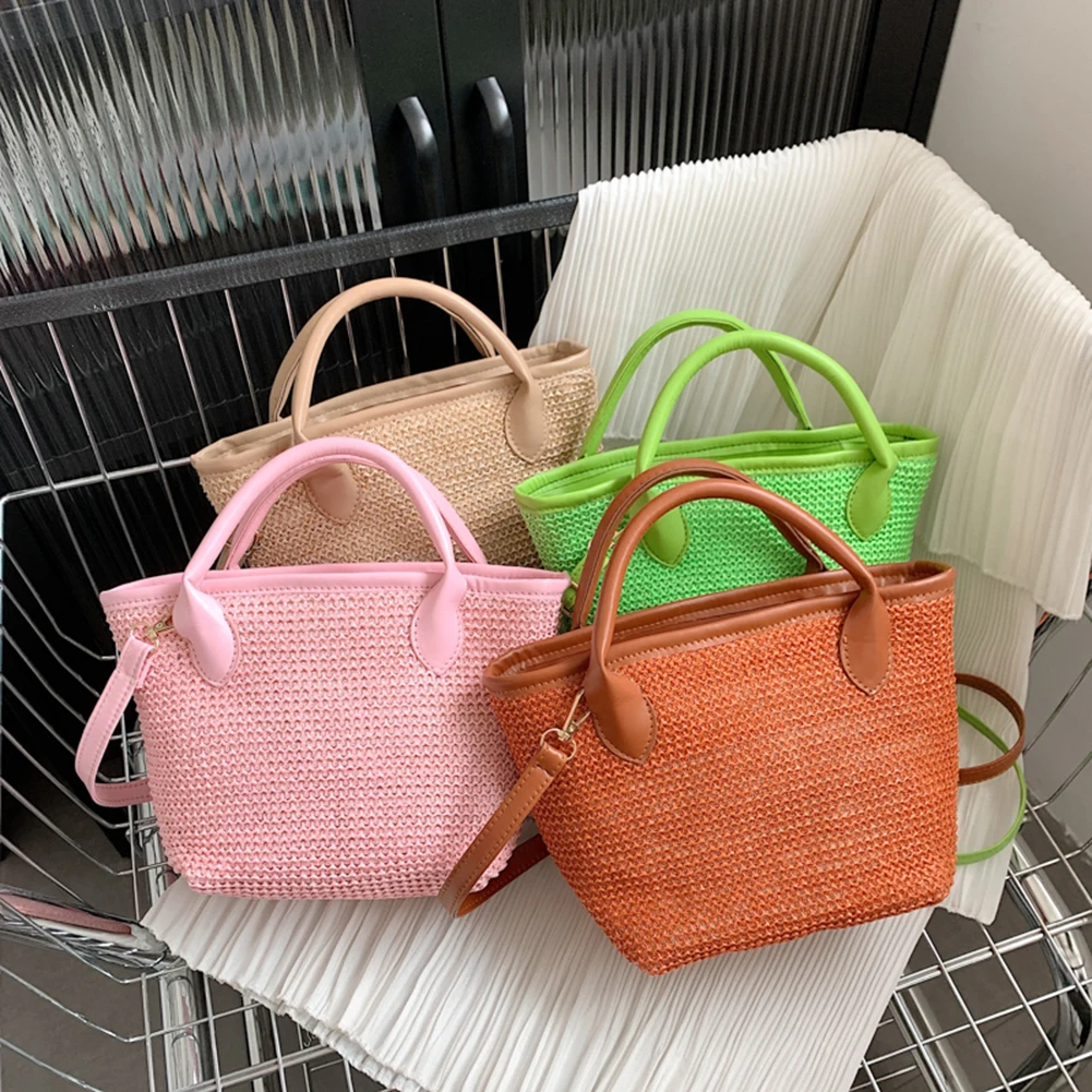 

Candy Color Beach Totes Travel Holiday Casual Shopper Messenger Handbag Purse for Women Storage Handmade Tote