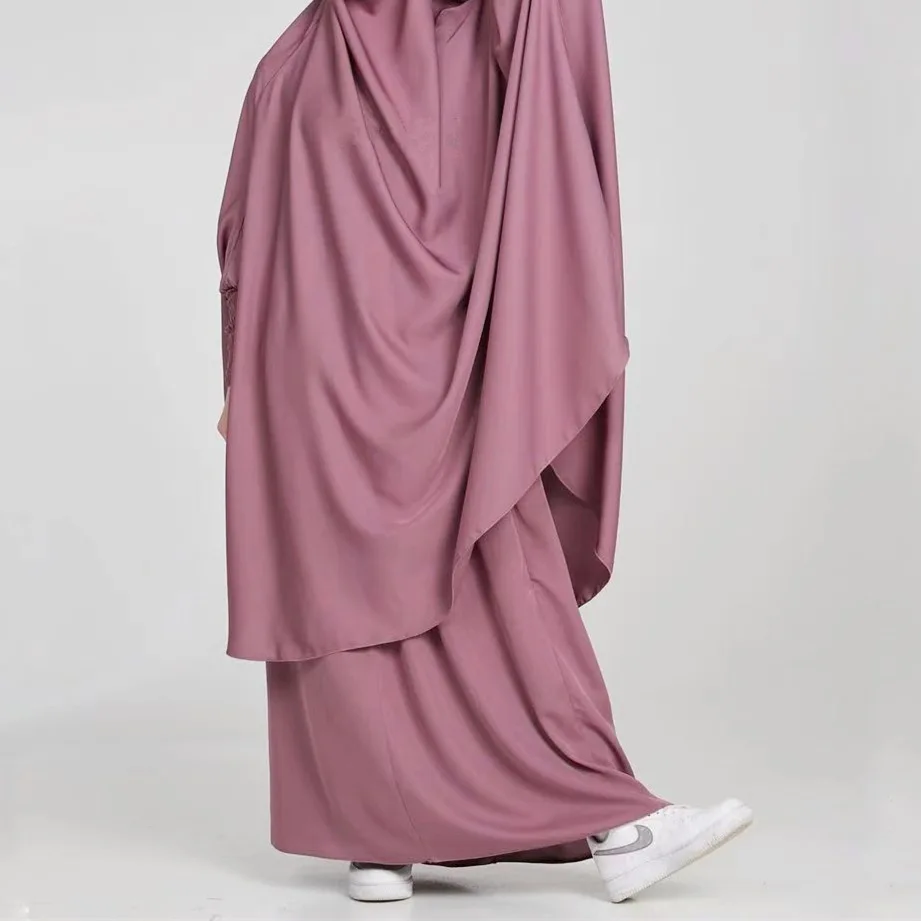 ИД молитва с капюшоном мусульманская одежда для женщин Abaya Jilbeb хиджаб платье комплект из 2 частей Рамадан платье юбка наборы мусульманской о...