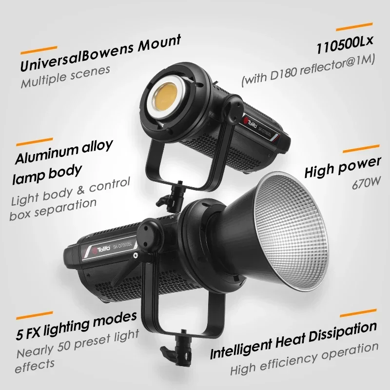 Tolifo SK-D7000SL Профессиональный 700 Вт видео непрерывный кинотеатр Cob светодиодный
