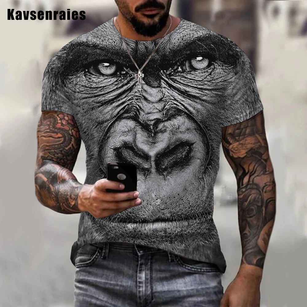 Футболка унисекс с 3D-принтом животных модная уличная одежда рисунком гориллы и