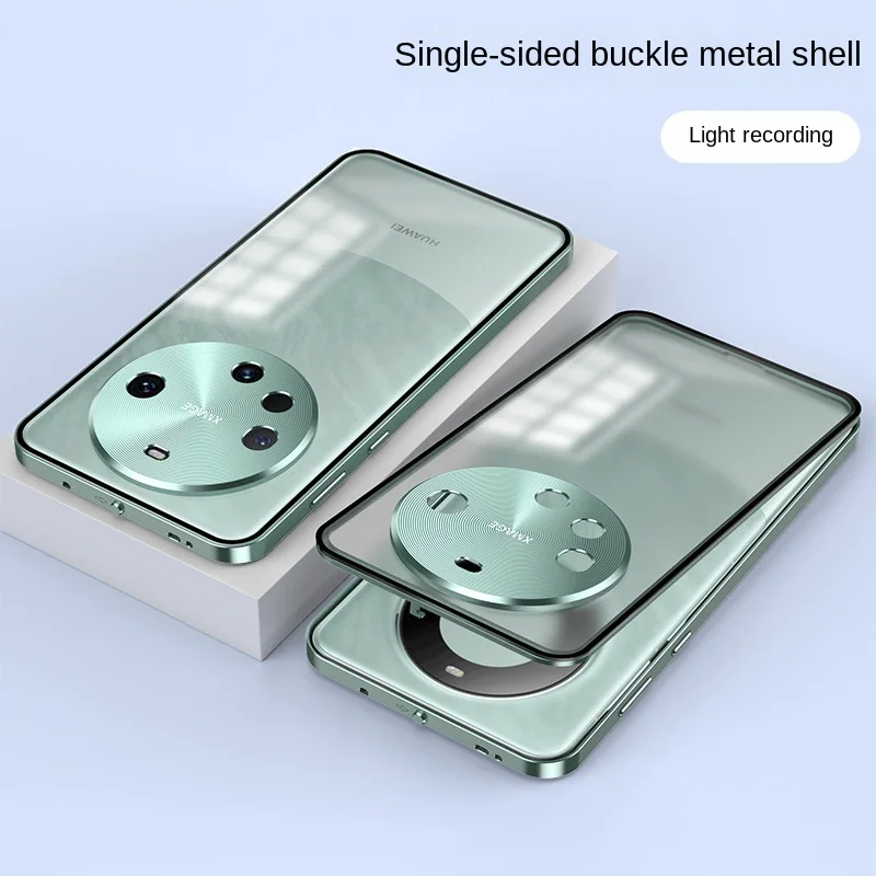 

For Huawei Mate 60 Mate60 Case Magnetic Metal Bumper with Back Clear Matte Hard Cover Shockproof Phone Case for Huawei Mate 60