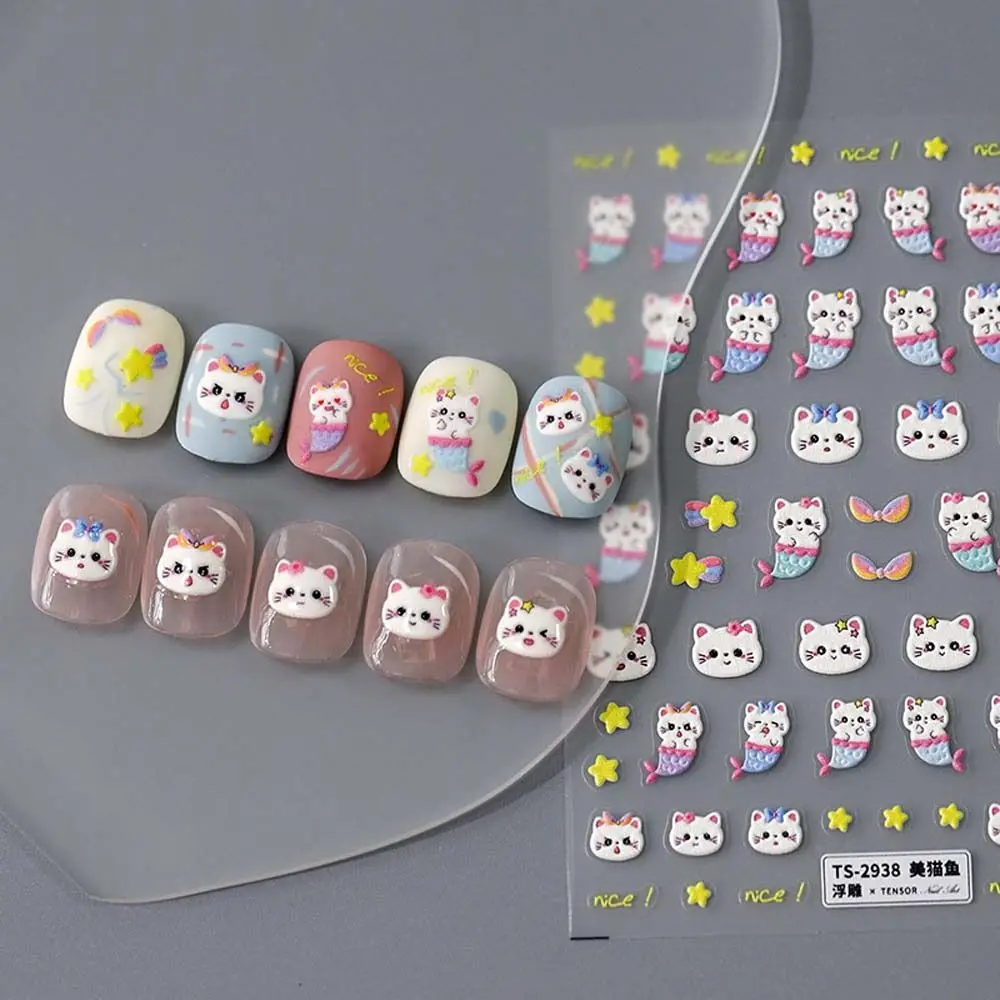 

Наклейки для ногтей с животными красочные Мультяшные наклейки для ногтей с медведем Кролик Кот украшение для ногтей для женщин