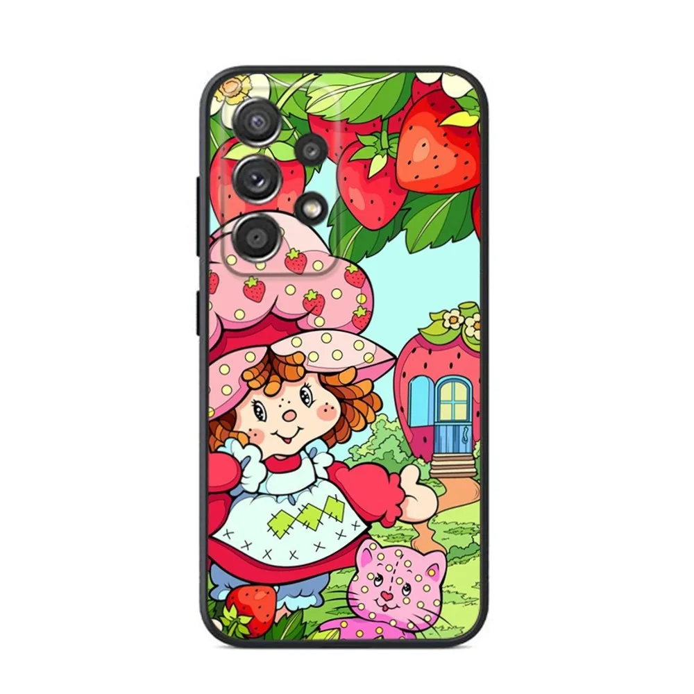 Чехол для телефона S-Strawberry Pink Shortcake Samsung S24 S23 S22 S21 S20 S10 S10E S9 Plus FE Note 20 Ultra 10 9 черный