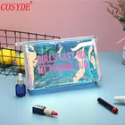 Женская косметичка на молнии, голографическая косметичка из ПВХ