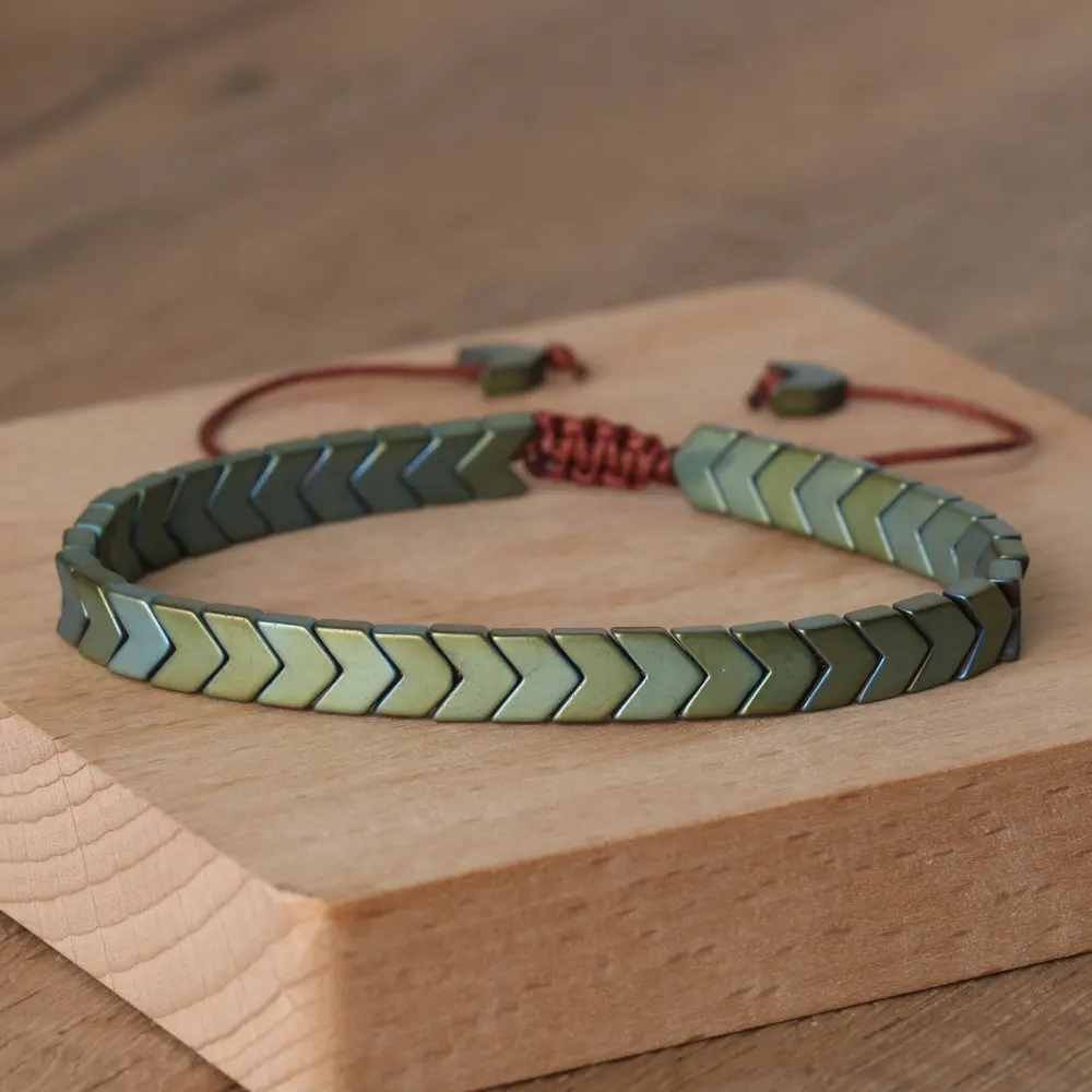 1 Шт. Гематитовый Браслет Стрелка Исцеление Баланс Медитация Заземление