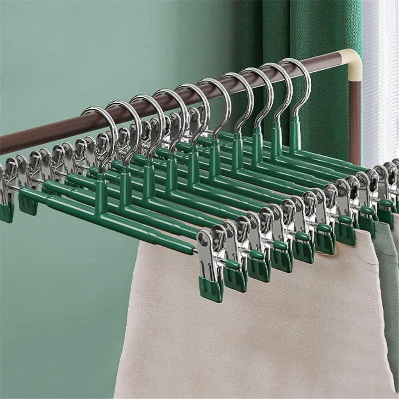 

10PCS Traceless Stainless Steel Pants Clip Storage Drying Skirt Hanger Hanger Home Storage Wardrobe Shelf Space Saving Organizer