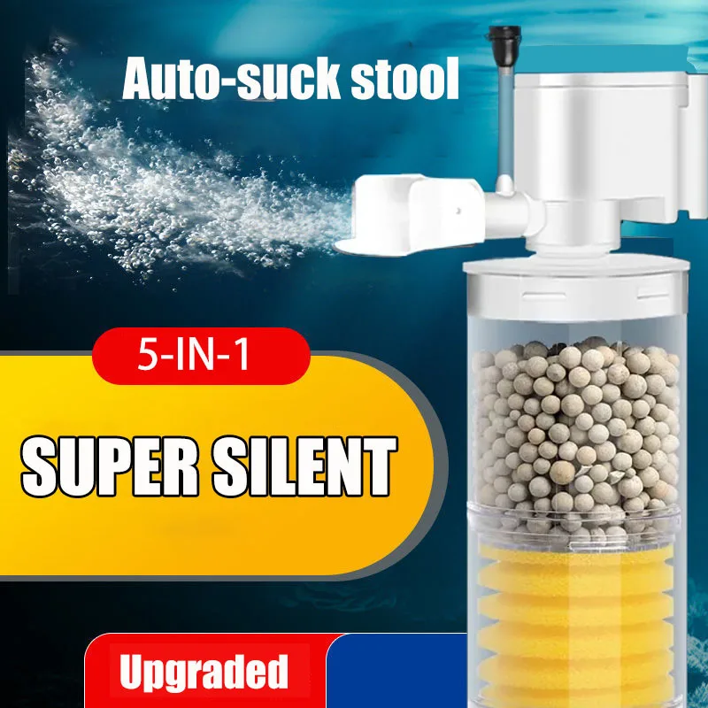 

Silent Filter Turtle Aquarium 5-in-1 Make Submersible Accessories Waves Filter Fish Skimmer Water Sponge For Pump Tank