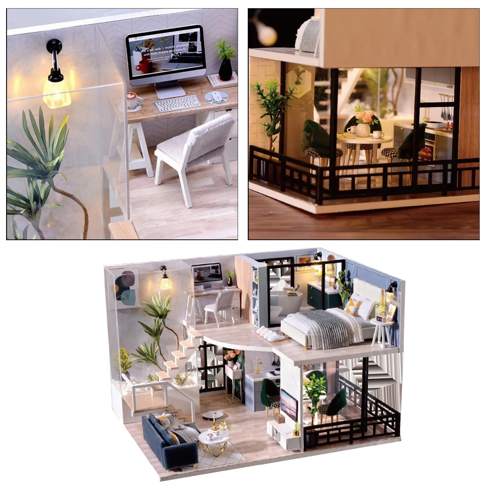 

DIY Dollhouse with Furniture in Nordic Style Cottage Kit Toys