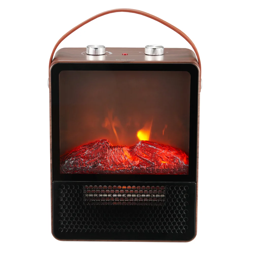 

Freestanding Ceramic 1500W Portable Electric Fireplace, Dark Walnut Tv Stand with Fireplace