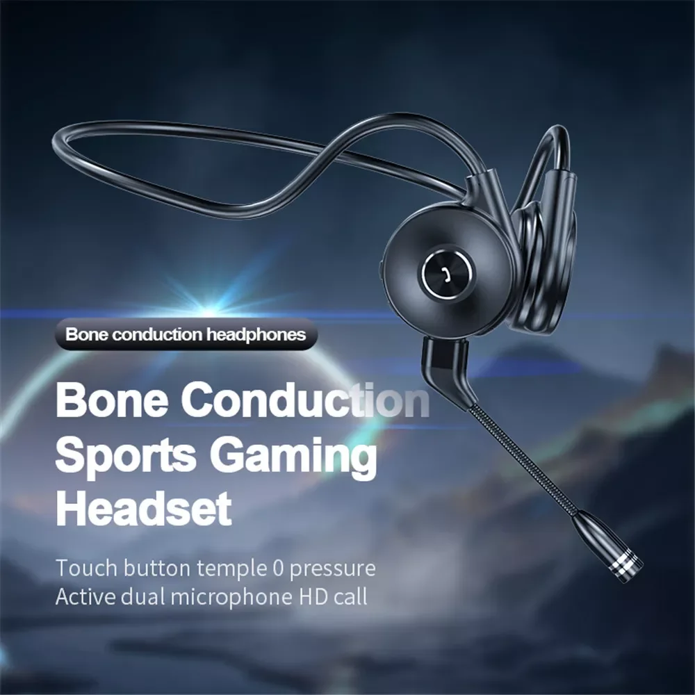 

2021 New Low Latency Gaming Headphone Bone Conduction Bluetooth 5.0 Earphone Sport Running Waterproof Wireless Bluetooth Headset