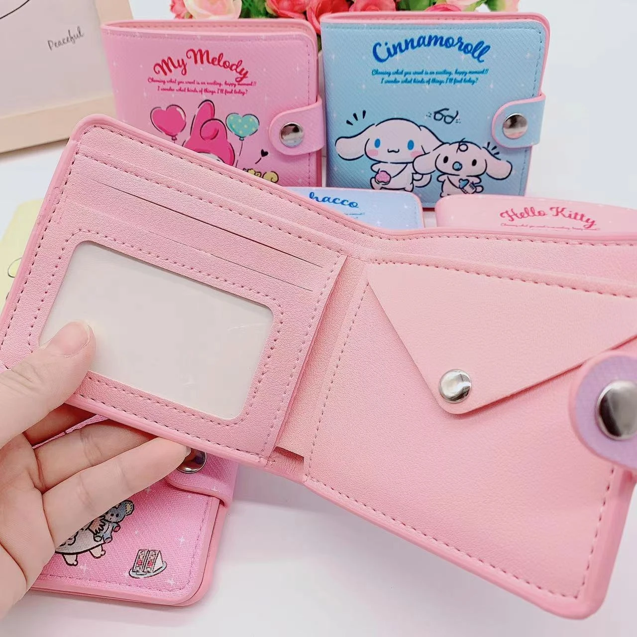 

Kawaii Hello Kitty Cinnamoroll My Melody Kuromi Sanrios New Pu Casual Money Bag Coin Purse Card Holder Wallet Gifts Kids