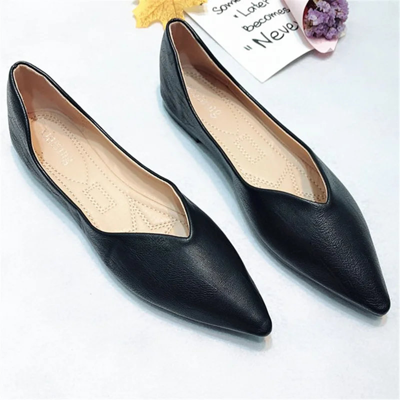 

2023 Spring Women Flats Red Silk Black Flats for Women Dressy Comfort Champagne Gold Flat Heel Shoes for Ladies Pointed Toe 46