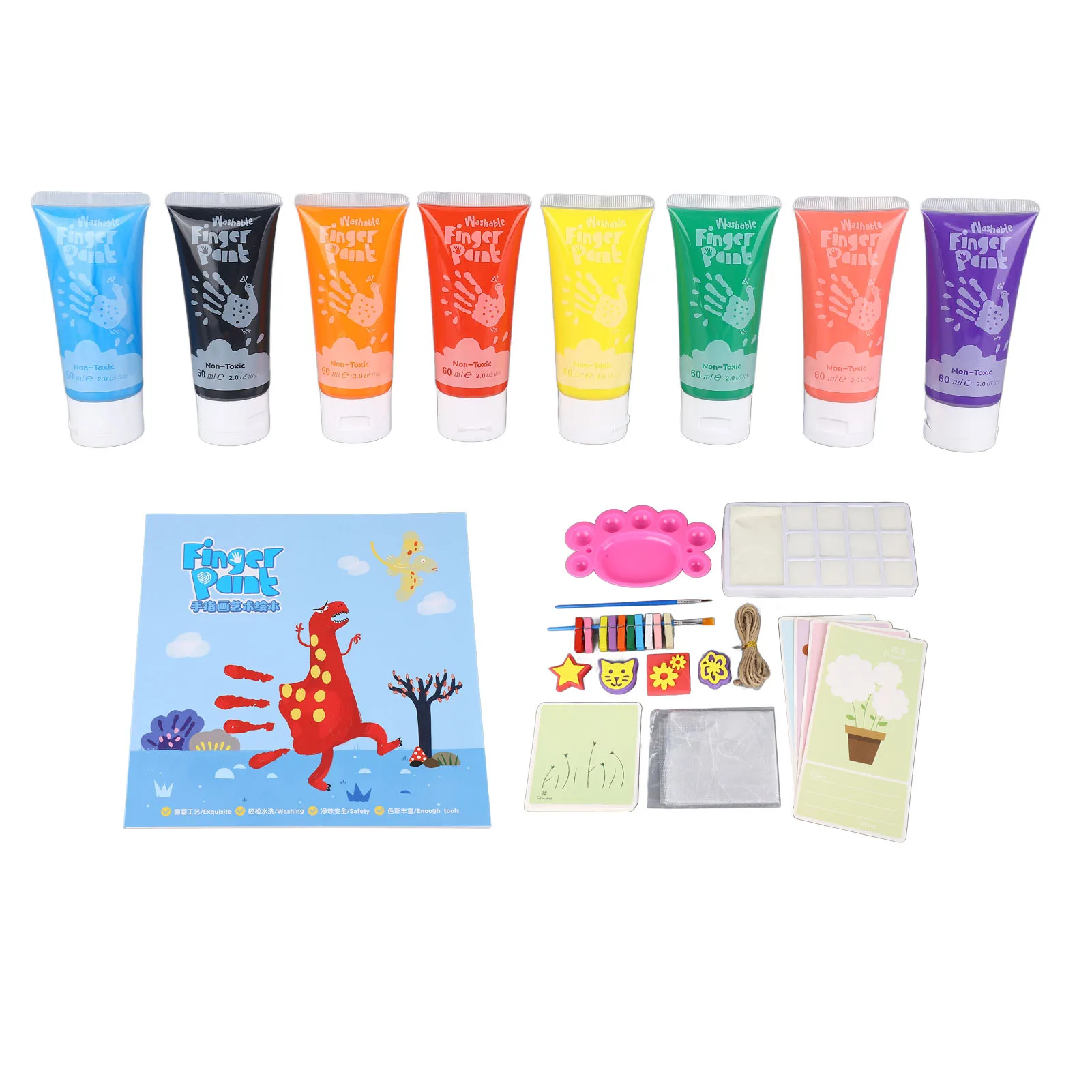 

Kids Finger Paint Set Easy To Play 60ml Washable Finger Paint Set Bright Colors Art Supplies 8 Colors Mild for Kids