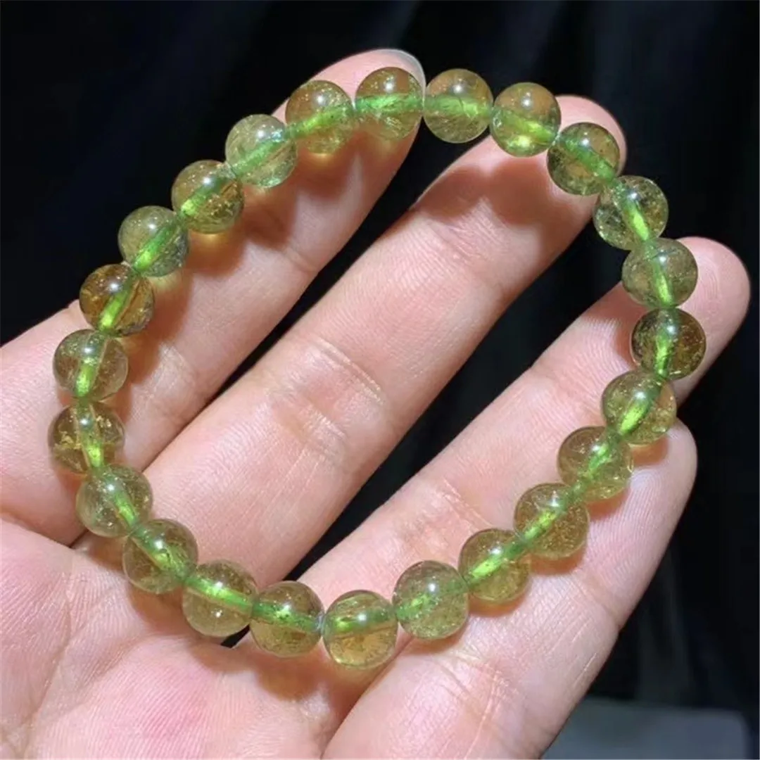

8mm Natural Green Kunzite Bracelet For Women Lady Men Healing Love Gift Crystal Cat Eye Stone Round Beads Strands Jewelry AAAAA