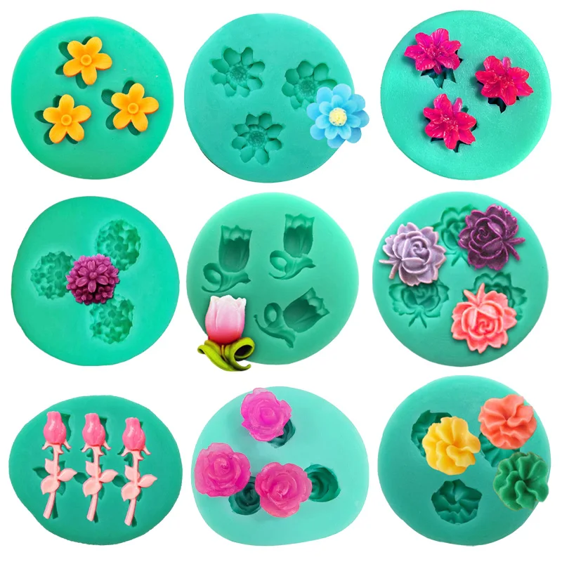 

3D Mini Flower Series Silicone Mold For Pastry DIY Handmade Fondant Baking Chocolate Cake Tool Resin Polymer Kitchen Accessories