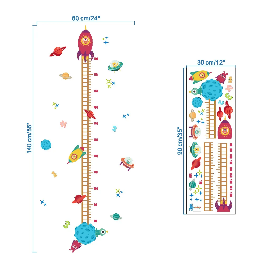 

Removable Rocket Height Chart Measure Wall Sticker Decal for Room Decoration