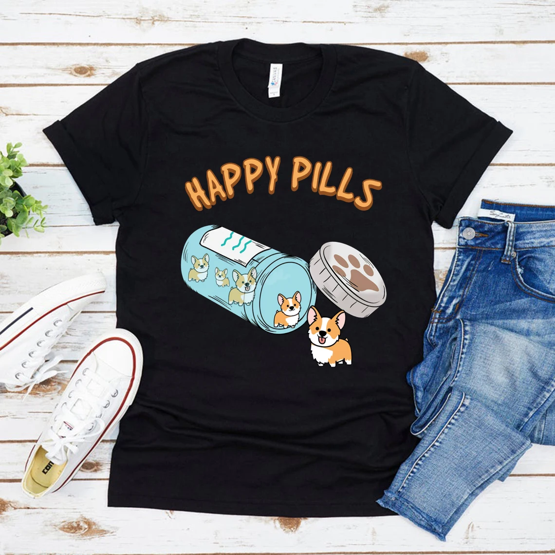 

Corgi T-Shirt Corgi Mom Gift Corgi Dog Owner Shirt Dog Lover Shirts Happy Pills Tee Graphic T Shirts Woman Tshirts Cute Tops