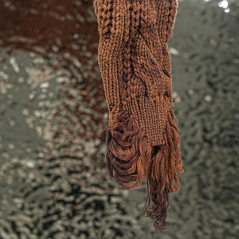 Женский вязаный свитер с вырезами DEAT Свободный пуловер в стиле High Street круглым