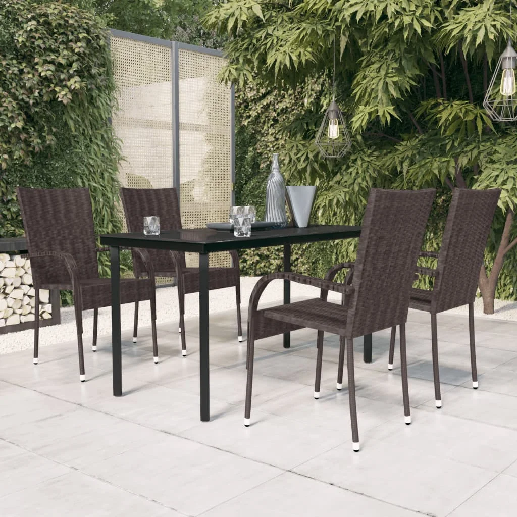 

5 Piece Outdoor Dining Set,Patio Table and Chair Set, Brown and Black