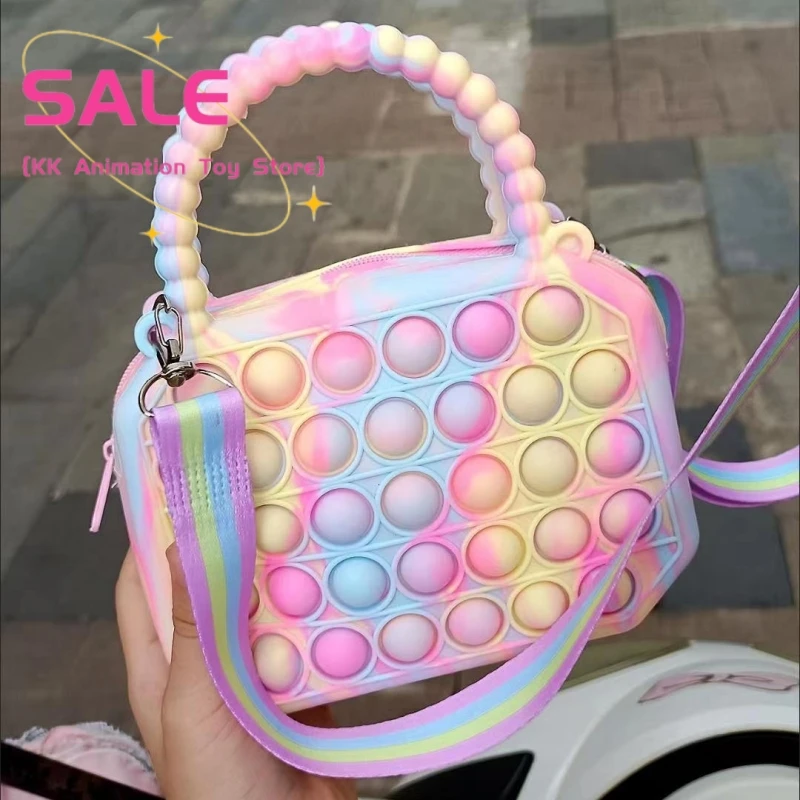 

Purse Silicone Sensory Push Bubble Fidget Bag Crossbody Bag Antistress Toys Reliver Autism Handbag Coin Pouch Kids Xmas Gift