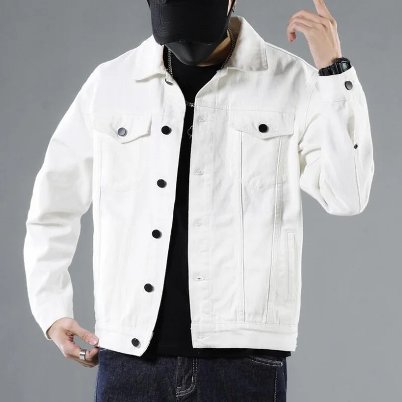 Denim Jacket Men's Spring Autumn Loose Casual Young Men Denim Clothes Jeans Jacket Single-Breasted Multi-Pocket Outwear