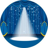 laeacco stage circle backdrop blue drapes curtain panels sway window music theater party event portrait photography background