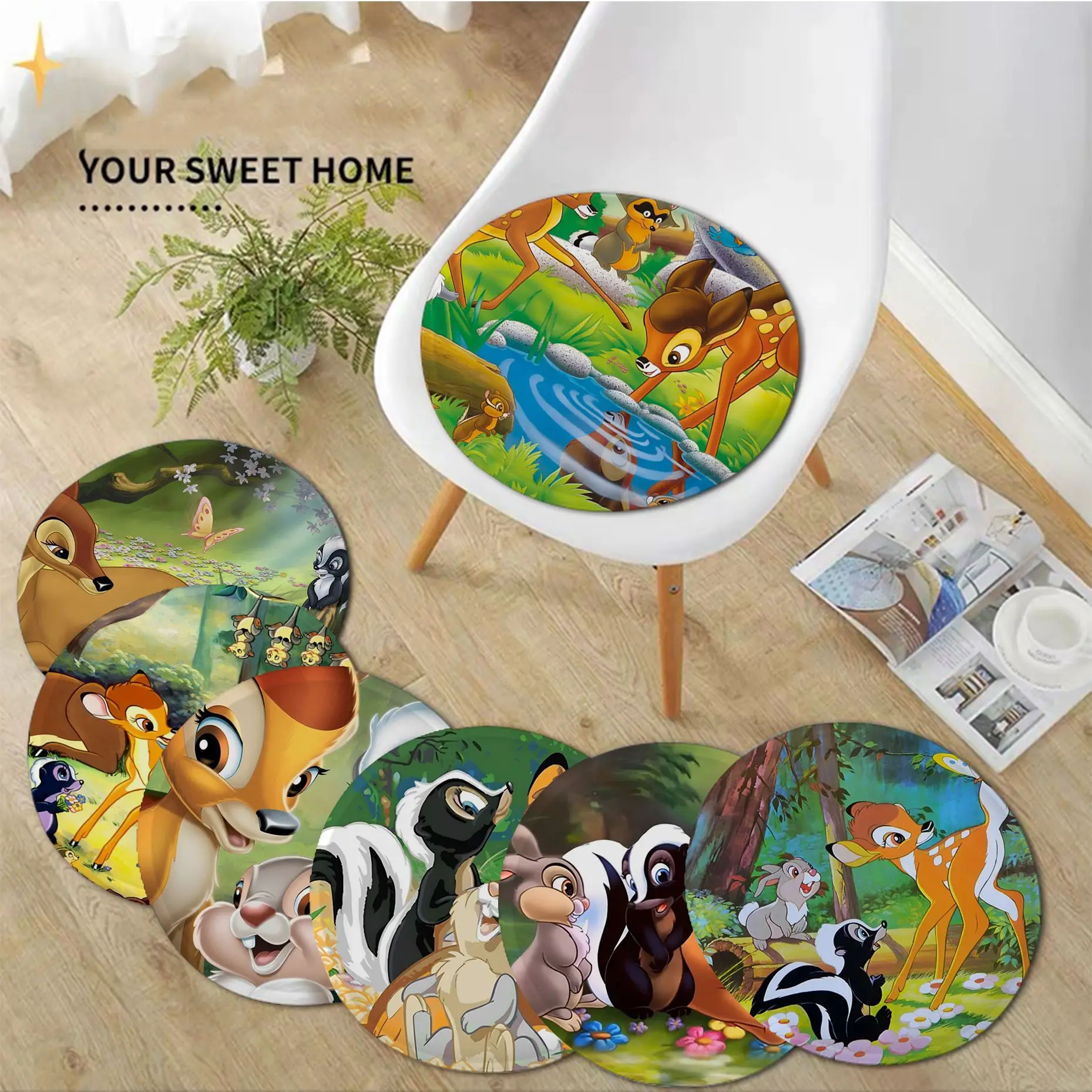 

Disney Bambi Nordic Printing Chair Mat Soft Pad Seat Cushion For Dining Patio Home Office Indoor Outdoor Garden Chair Mat Pad