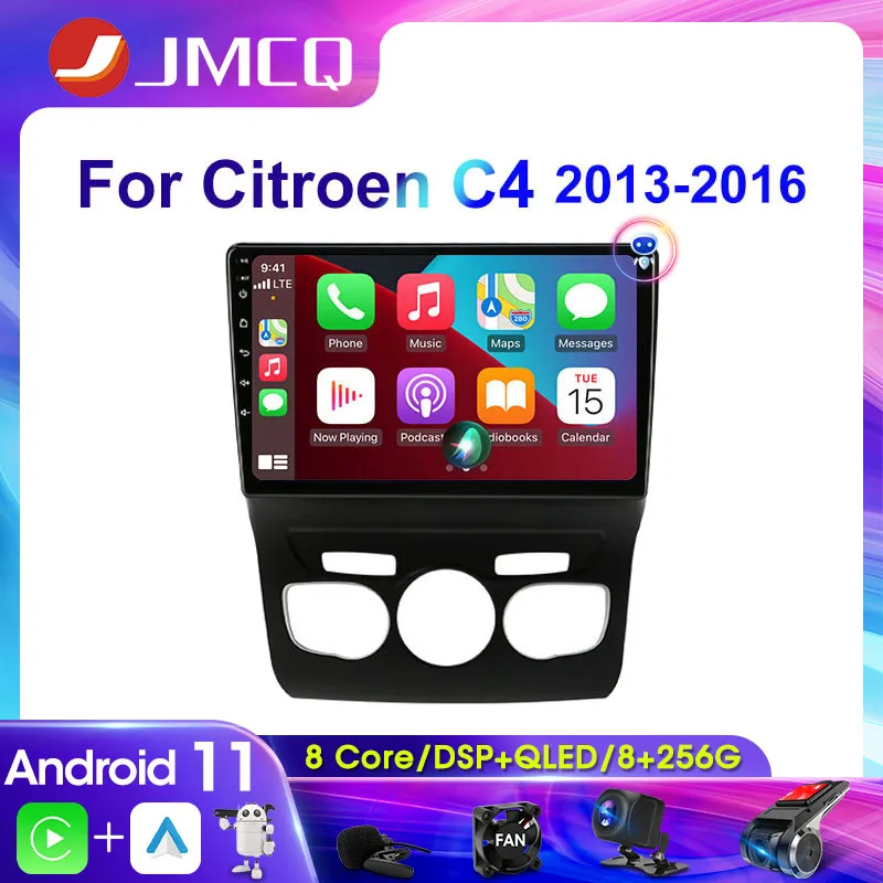 JMCQ 2Din 4G Android 11 Car Radio Stereo Multimedia Video Player For Citroen C4 2 B7 2013 2014 2015 2016 Navigation GPS Carplay