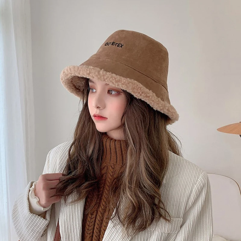 Super Women Warm Thick Bucket Hats Lady Autumn Winter Outdoor Panama Fisherman Cap Hat For |