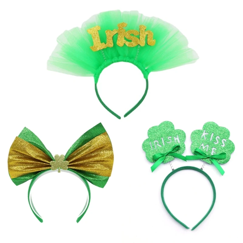 

St Patrick Holiday Headband Glittering Green Hair Hoop Carnival Celebration Hairband Holiday Headwear Shamrock Headband T8NB