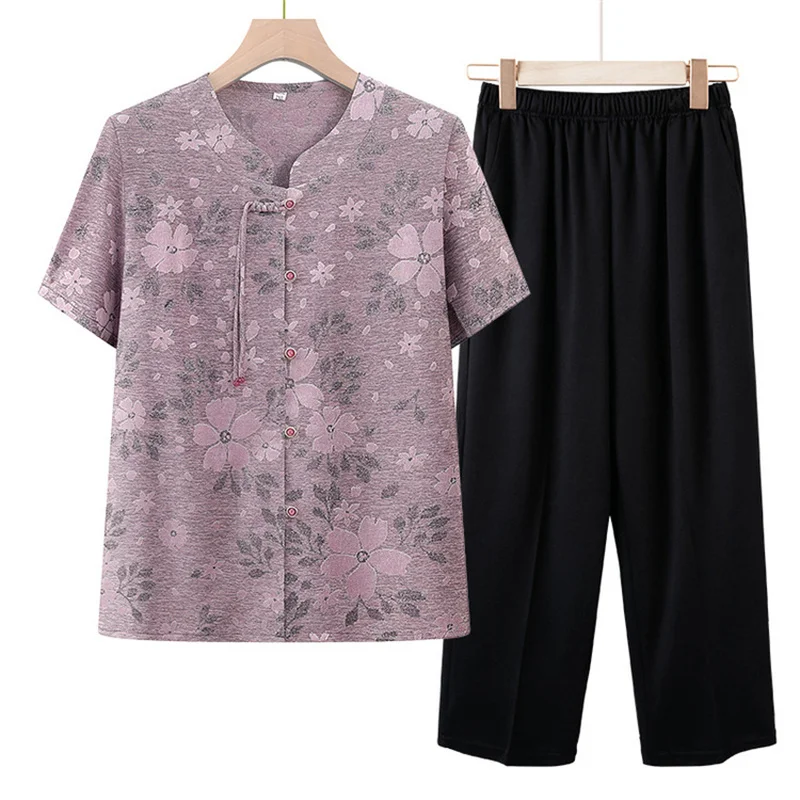 Элегантные женские комплекты новый костюм с брюками коротким рукавом летняя